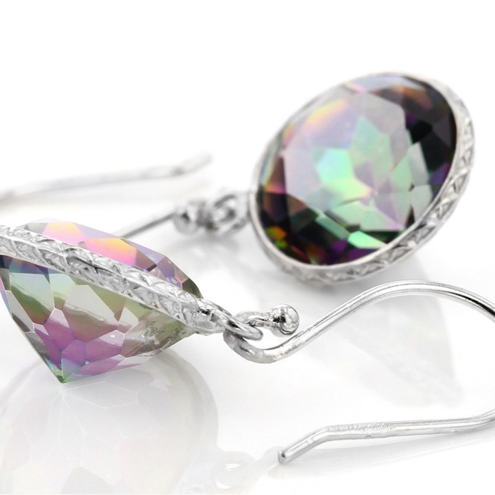 Multi-Color Quartz Rhodium Over Sterling Silver Solitaire Earrings 8.00ctw - Picture 3 of 5
